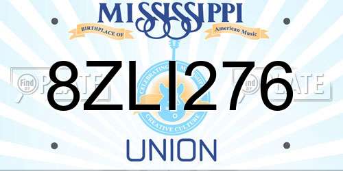 8ZLI276 Mississippi License Plate