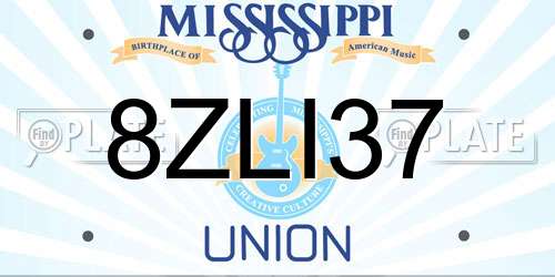 8ZLI37 Mississippi License Plate