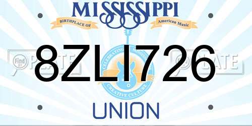8ZLI726 Mississippi License Plate