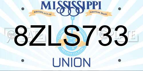 8ZLS733 Mississippi License Plate