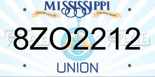 8ZO2212 Mississippi License Plate
