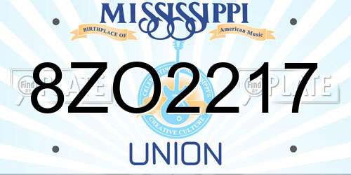 8ZO2217 Mississippi License Plate