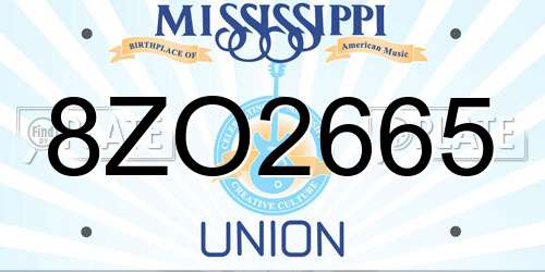 8ZO2665 Mississippi License Plate