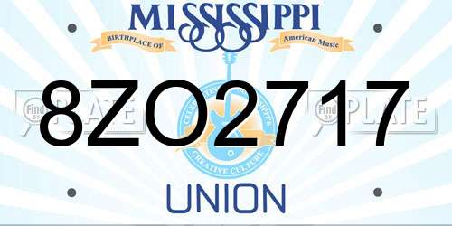 8ZO2717 Mississippi License Plate
