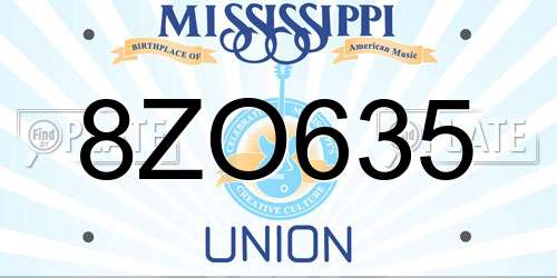 8ZO635 Mississippi License Plate
