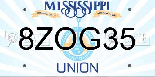 8ZOG35 Mississippi License Plate