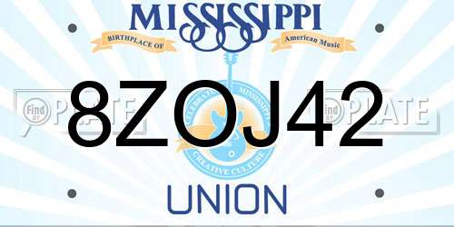 8ZOJ42 Mississippi License Plate