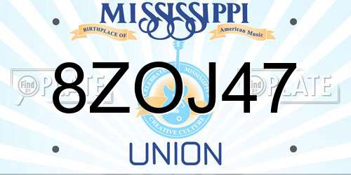 8ZOJ47 Mississippi License Plate