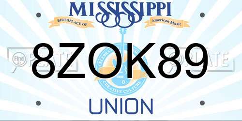 8ZOK89 Mississippi License Plate