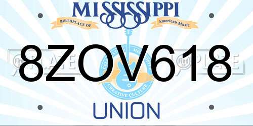 8ZOV618 Mississippi License Plate