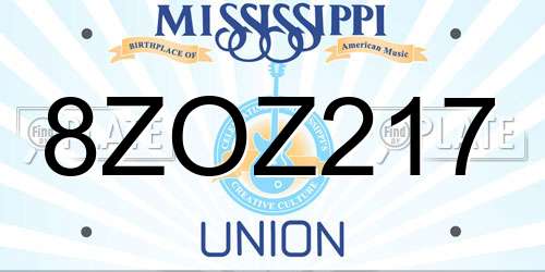8ZOZ217 Mississippi License Plate