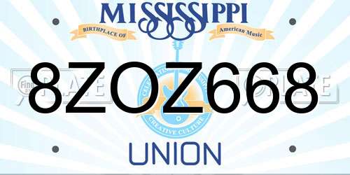 8ZOZ668 Mississippi License Plate