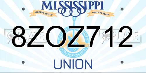 8ZOZ712 Mississippi License Plate