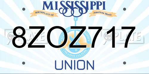 8ZOZ717 Mississippi License Plate