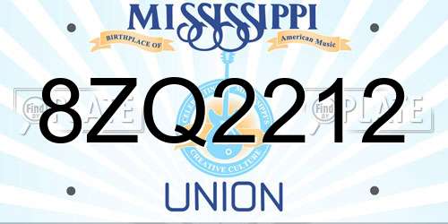 8ZQ2212 Mississippi License Plate