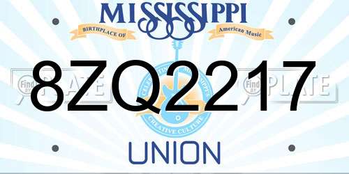 8ZQ2217 Mississippi License Plate