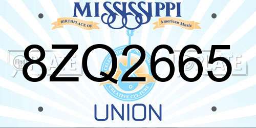 8ZQ2665 Mississippi License Plate