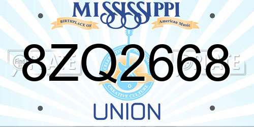 8ZQ2668 Mississippi License Plate