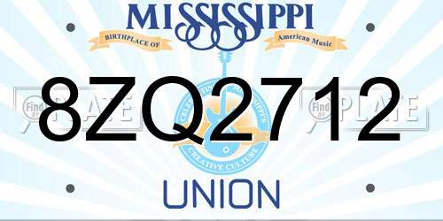 8ZQ2712 Mississippi License Plate