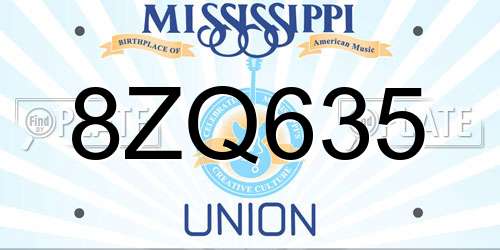 8ZQ635 Mississippi License Plate