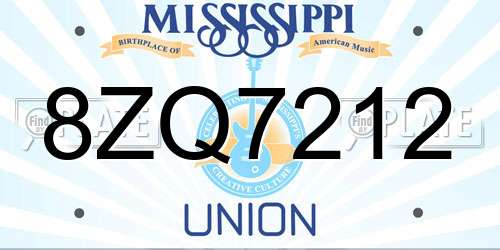 8ZQ7212 Mississippi License Plate