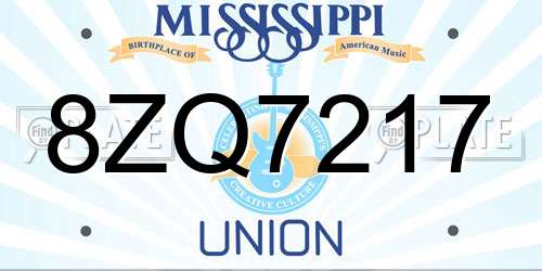 8ZQ7217 Mississippi License Plate