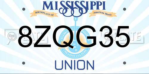 8ZQG35 Mississippi License Plate