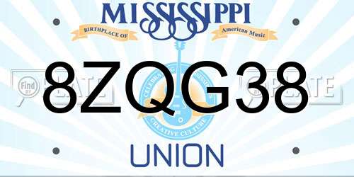 8ZQG38 Mississippi License Plate