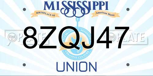 8ZQJ47 Mississippi License Plate