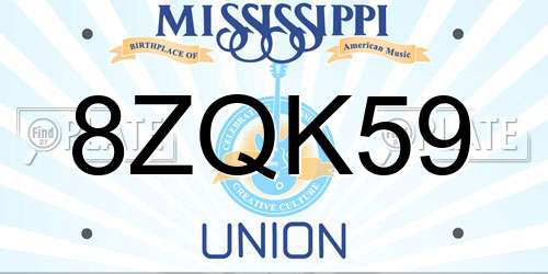 8ZQK59 Mississippi License Plate