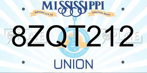 8ZQT212 Mississippi License Plate