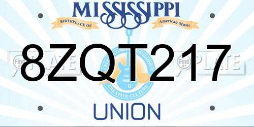 8ZQT217 Mississippi License Plate