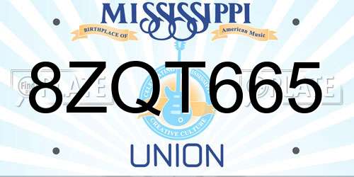 8ZQT665 Mississippi License Plate