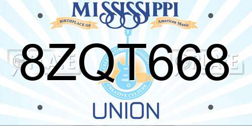 8ZQT668 Mississippi License Plate