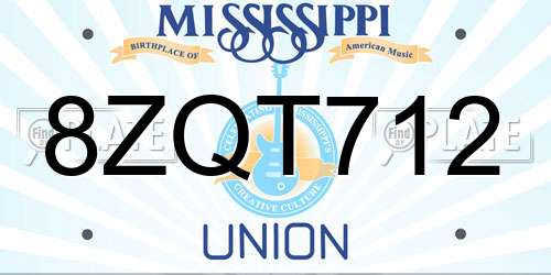 8ZQT712 Mississippi License Plate