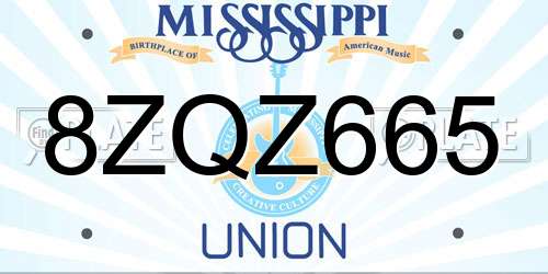 8ZQZ665 Mississippi License Plate