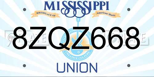 8ZQZ668 Mississippi License Plate