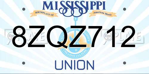 8ZQZ712 Mississippi License Plate