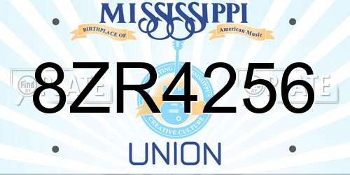8ZR4256 Mississippi License Plate