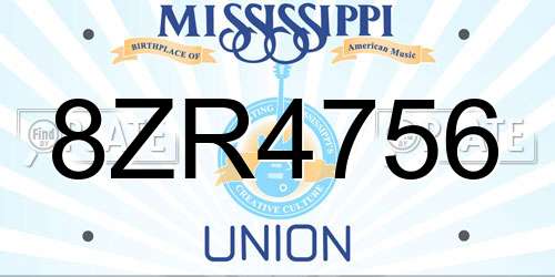 8ZR4756 Mississippi License Plate