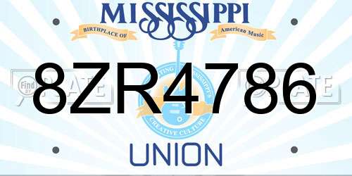 8ZR4786 Mississippi License Plate