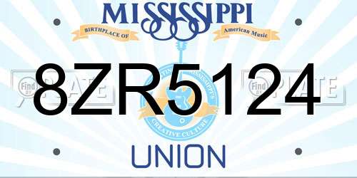 8ZR5124 Mississippi License Plate