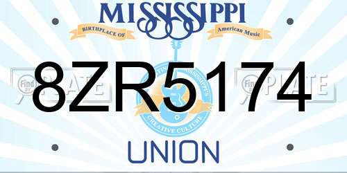 8ZR5174 Mississippi License Plate