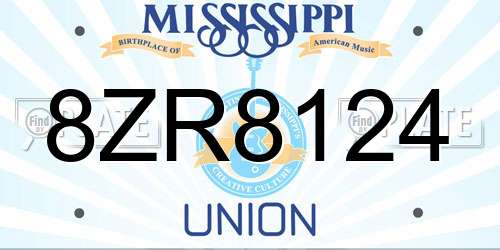 8ZR8124 Mississippi License Plate