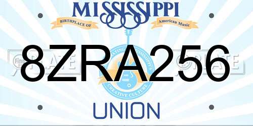 8ZRA256 Mississippi License Plate