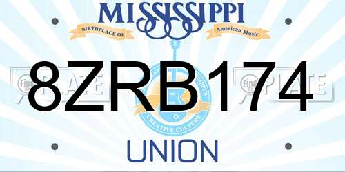 8ZRB174 Mississippi License Plate