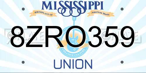 8ZRO359 Mississippi License Plate