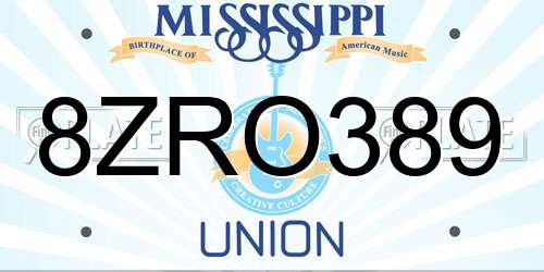 8ZRO389 Mississippi License Plate