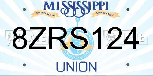 8ZRS124 Mississippi License Plate