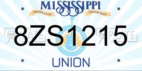 8ZS1215 Mississippi License Plate